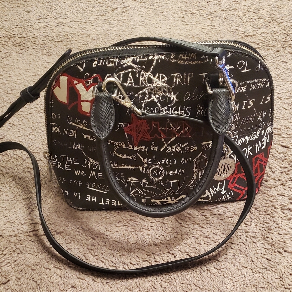 Purse Graffiti Handle Bag DKNY Bryant Dome Satchel 10"
